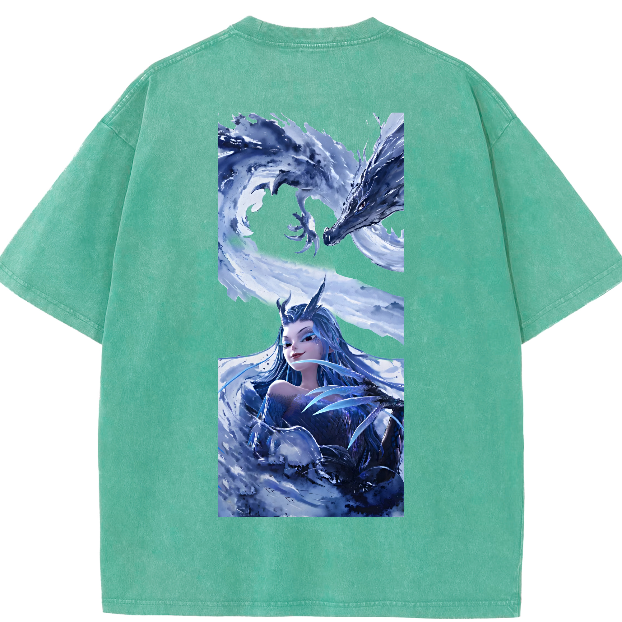 （画像用） Ne Zha 2 ナタ 魔童の大暴れ 綿100% ヴィンテージ風 半袖Tシャツ（背面プリント）